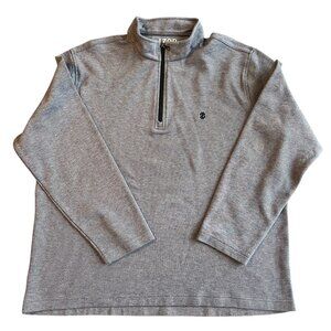 Izod Golf Pullover Mens XL Gray Heathered 1/4 Zip Mock Neck Long Sleeve EUC